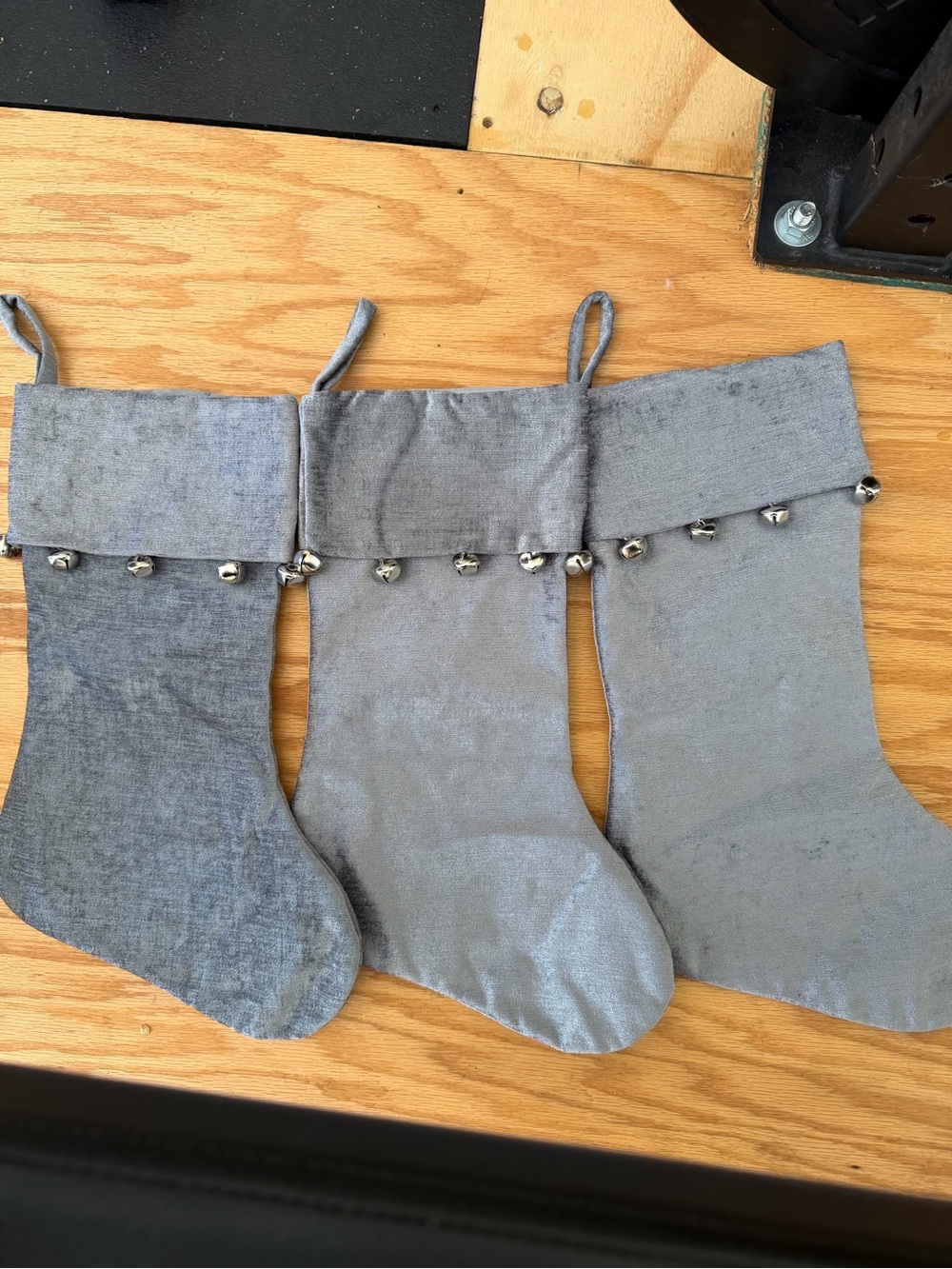 Silver stocking with bells